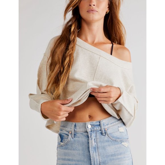 🎉 LAST CHANCE🎉 FREE PEOPLE Jamie Sweater / Oatmeal Heather - Picture 4 of 5